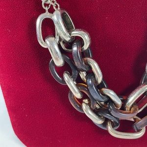 Banana Republic layered gold bronze tone and faux tortoise oval ring’s necklace